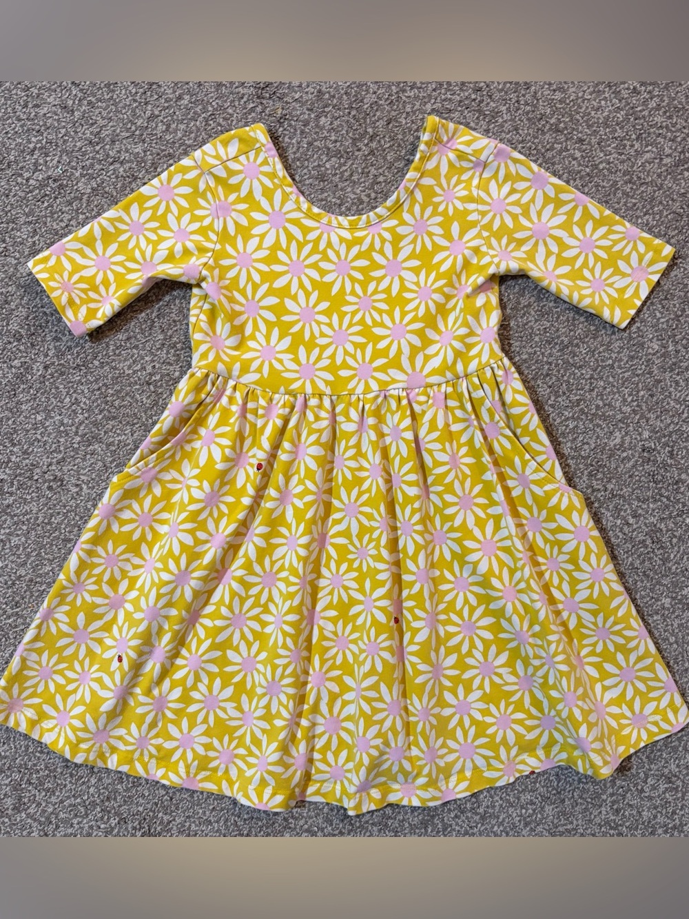 Hanna Andersson Yellow Daisy Dress with Pink Centers